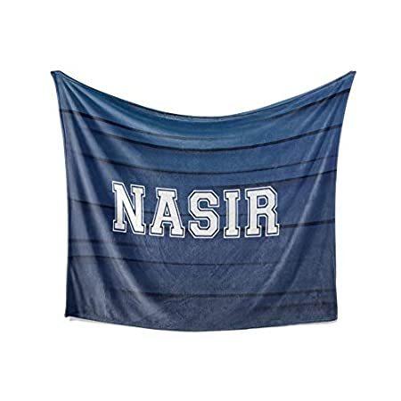 人気ブランドを Blue Personalized - 【並行輸入品】Nasir Throw Inc 50x60 Fleece, Plush White Soft Blanket, その他