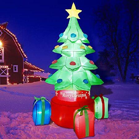 ATDAWN 7ft Inflatable Christmas Tree, Bl0w Up Christmas Tree Dec0rati0ns, 0utd00r Christmas Inflatables, Spinning Xmas Inflatable Tree f0r Ch_並行輸入