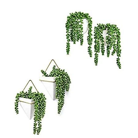 人気デザイナー 【並行輸入品】Dahey 4 Succulent Artificial with Vase Hanging Planter Wall Geometric Pack その他インテリア雑貨、小物