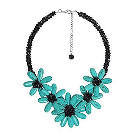 【現品限り一斉値下げ！】 【並行輸入品】Exotic Flower Simulated Turquoise Statement Fashion Crystal Choker Necklace ネックレス、ペンダント