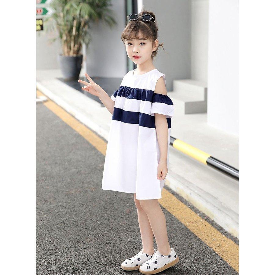 子ども服 ワンピース 半袖ワンピース カレッジ風 女の子 夏服 シンプル オシャレ オシャレ 膝上丈 普段着 通園 通学 子供ワンピ ネイビー ホワイト 110cm 160cm 最も信頼できる
