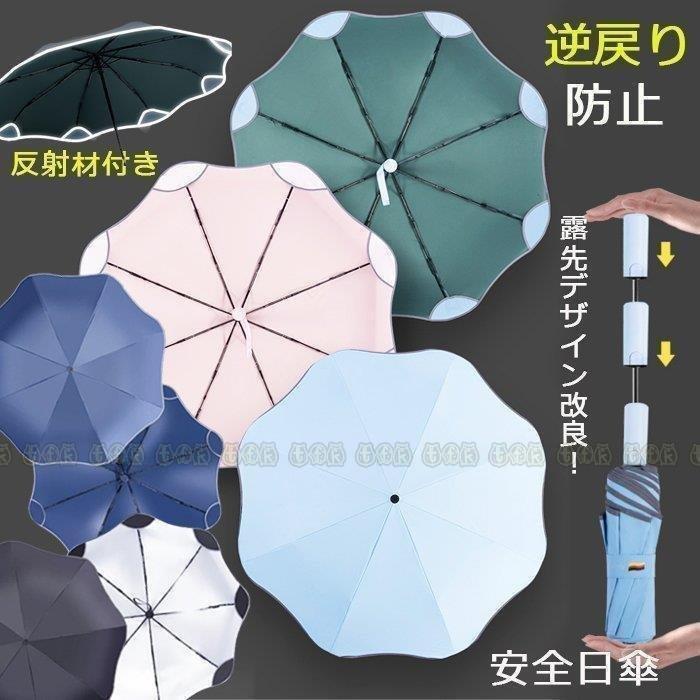 夏新作 逆戻り防止 安全式 ファッション メンズファッション 目に優しい 花型 逆戻り防止 Uvカット 日傘 自動開閉 折りたたみ 8本骨 反射材付き レディース かわいい 遮光遮熱 晴雨兼用傘 メンズ Happyshopping 裏張り Xf 海外注文 の