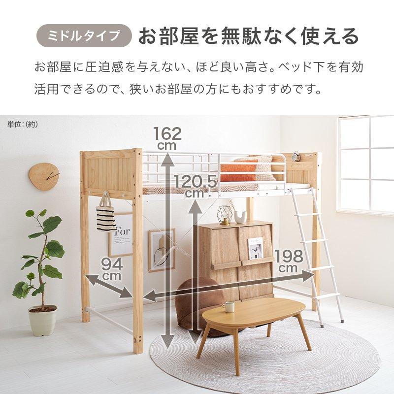 システムベッド ロータイプ(137cm) ベッドガード 棚コンセント付き 安全設計の画像