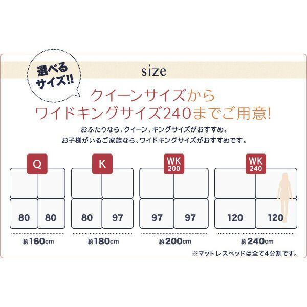 マットレスベッド ワイドK240(SD×2) 4分割ポケットコイル 脚15cm タオルタイプ 【ルンバ】