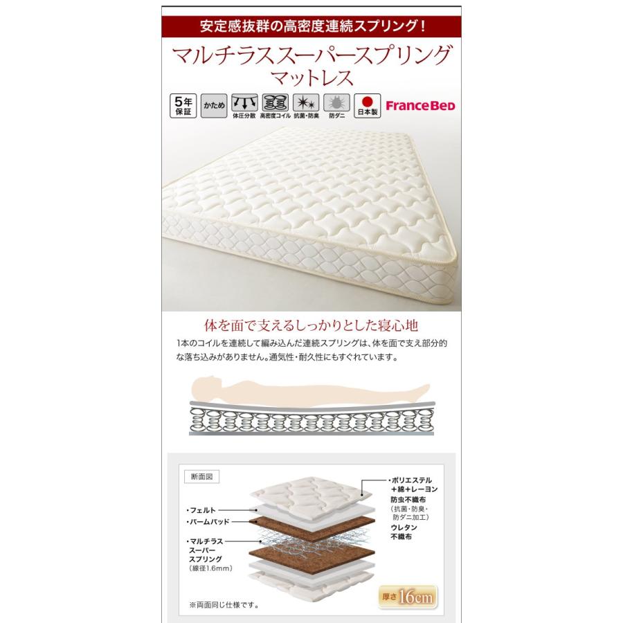 新作続々入荷中 連結ベッド シングル:Bタイプ マルチラススーパースプリングマットレス付き 日本製 収納付きベッド