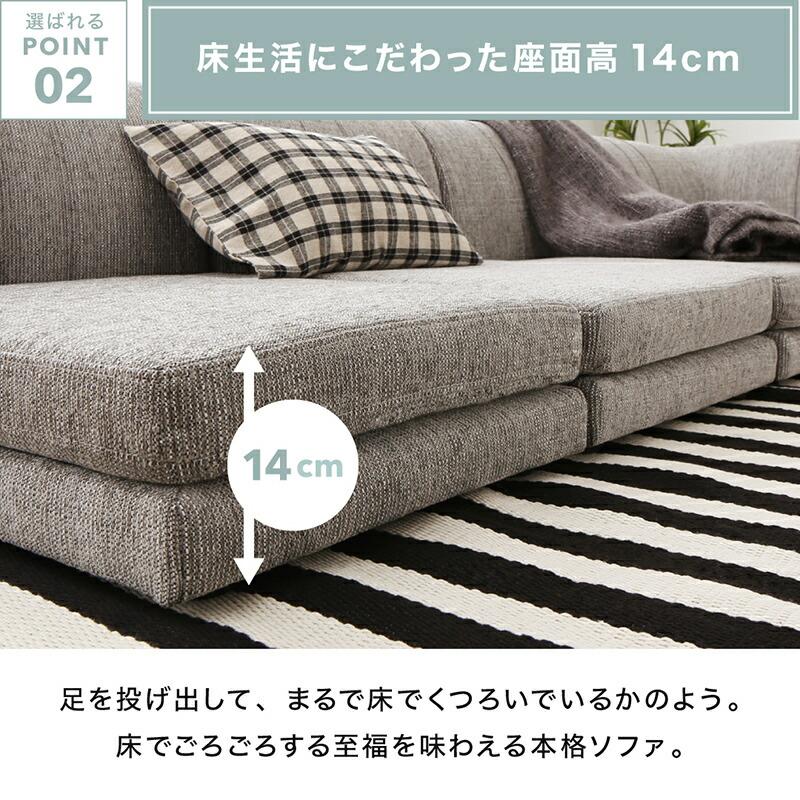 ローソファー コーナー l字 洗えるカバー ファブリック 1P×3+コーナー