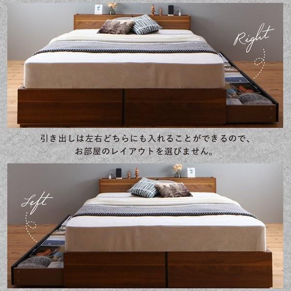 大阪高裁 (SALE) 収納付きベッド シングルベッド 国産カバーポケットコイルマットレス付き おしゃれ 北欧ヴィンテージ 棚・コンセント付き収納ベッド