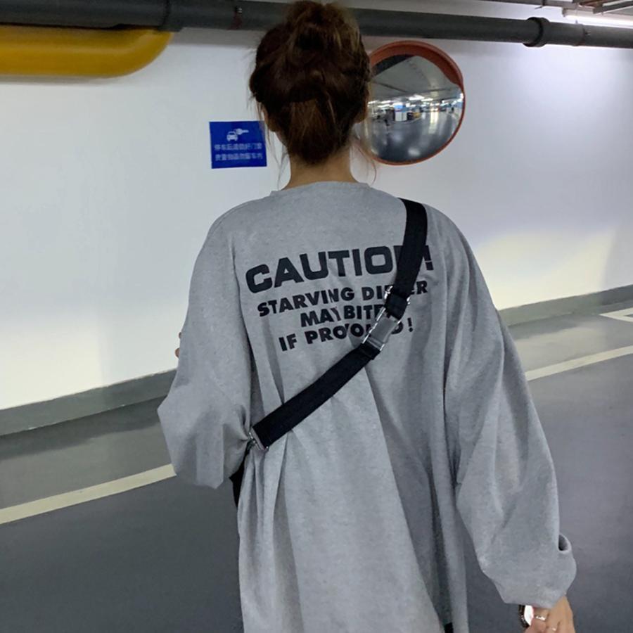 Tシャツ レディース 長袖 カットソー おしゃれ ロゴ オーバーサイズ 大きいサイズ ゆったりTシャツ【ネコポス可】｜happyspiral-8888888｜04