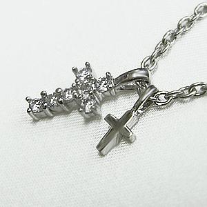 シルバー925 ペンダント クロスキュービックジルコニア : Happy
