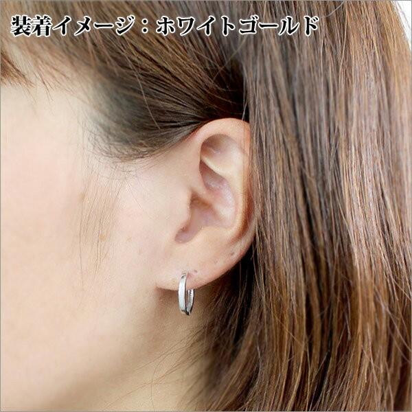 K10WG 平打ちタイプ 中折れ フープピアス『large』ホワイト