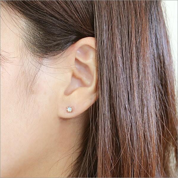K10/K18 ミルククラウン オパール ピアス（キャッチ付）ピアス 