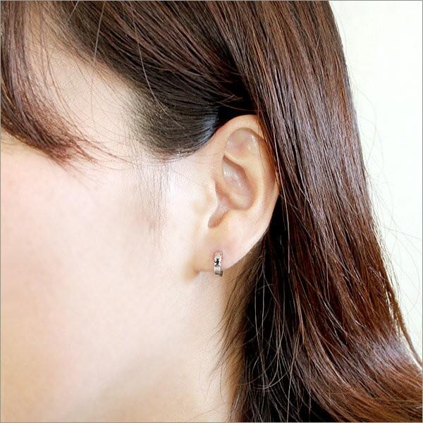 K10/K18 ブラックダイヤモンド 0.06ct 中折れ フープ ピアス /ダイヤ