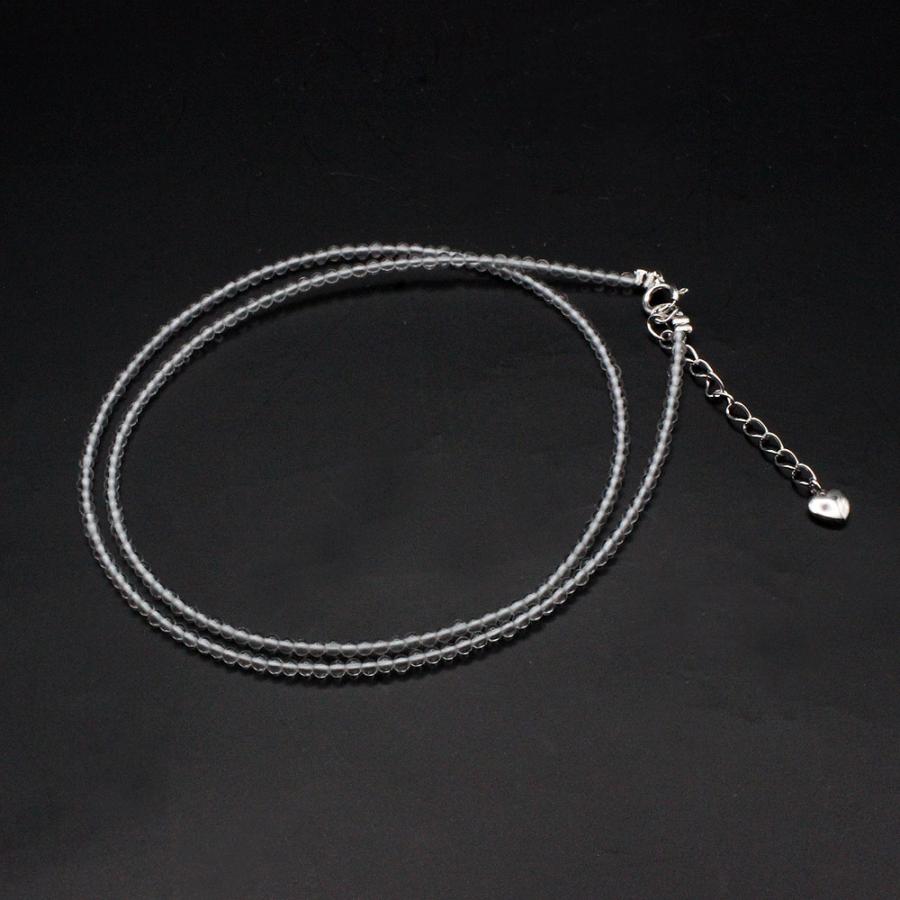 アウトレット 在庫限り 水晶 ネックレス 2mm 丸玉 45cm +5cm