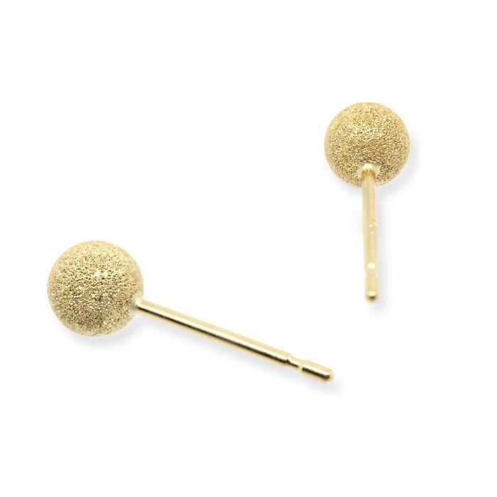 K10　ゴールド　4mm　スターダスト　丸玉　 地金　スタッドピアス/ラウンド/アラシ/フラッシュボール/10金/セカンドピアス/オフィス/仕事/上品/シンプルの画像