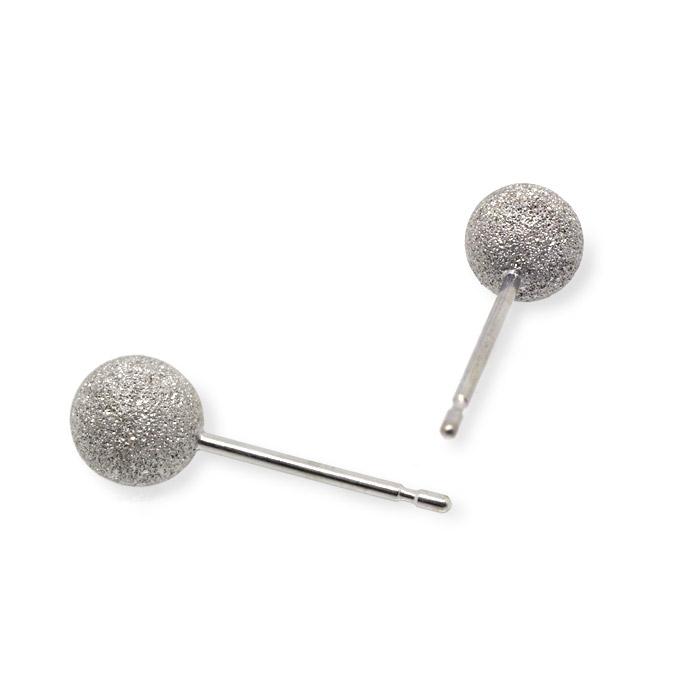 Pt900 プラチナ 5mm スターダスト 丸玉 地金 スタッドピアス/ラウンド 