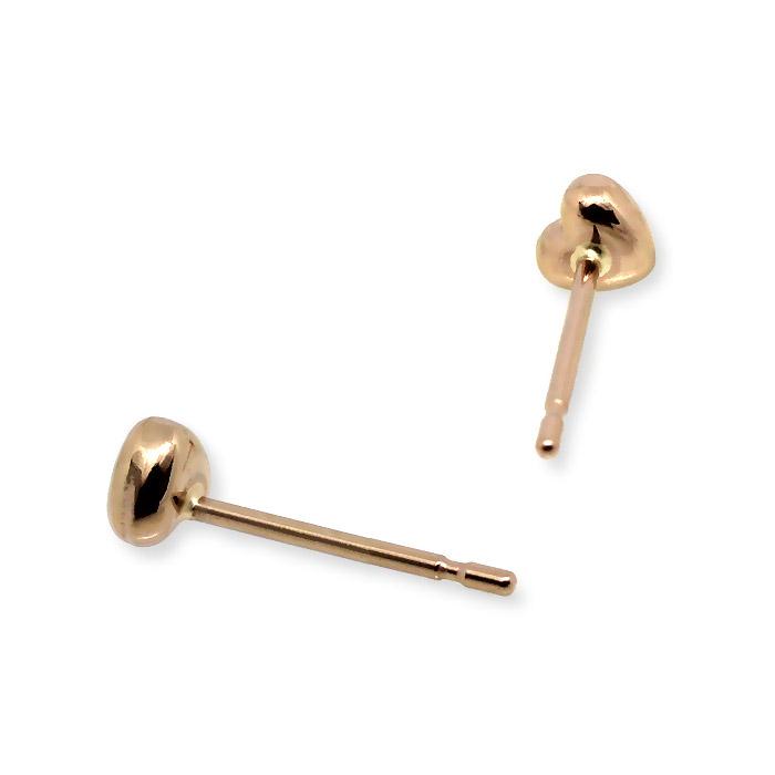 K18PG ピンクゴールド 3mm ハート 地金 スタッドピアス プチ 18金 