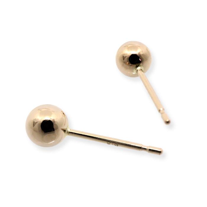 K18PG ピンクゴールド 4mm 丸玉 地金 スタッドピアス/ラウンド/18金 