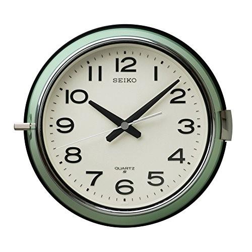 セイコー クロック 掛け時計 アナログ 防塵型 オフィスタイプ 金属枠 薄緑
