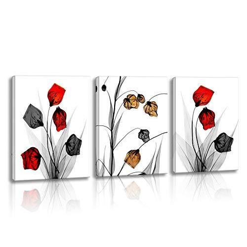 3パネル抽象的なパッチワーク絵画壁アート 花 植物装飾 インクの花 インク塗装 アートパネル モダン キャンバスアートホームインテリア 壁の絵 壁掛け ウォールステッカー Www Autole Co Il