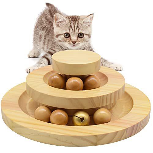 猫 おもちゃ 回転ボール ぐるぐるタワー ねこ おもちゃ 木製 遊び盤 運動不足 ストレス解消 知育玩具 安全素材 ナチュラル エッジやコーナーがなく 超人気の