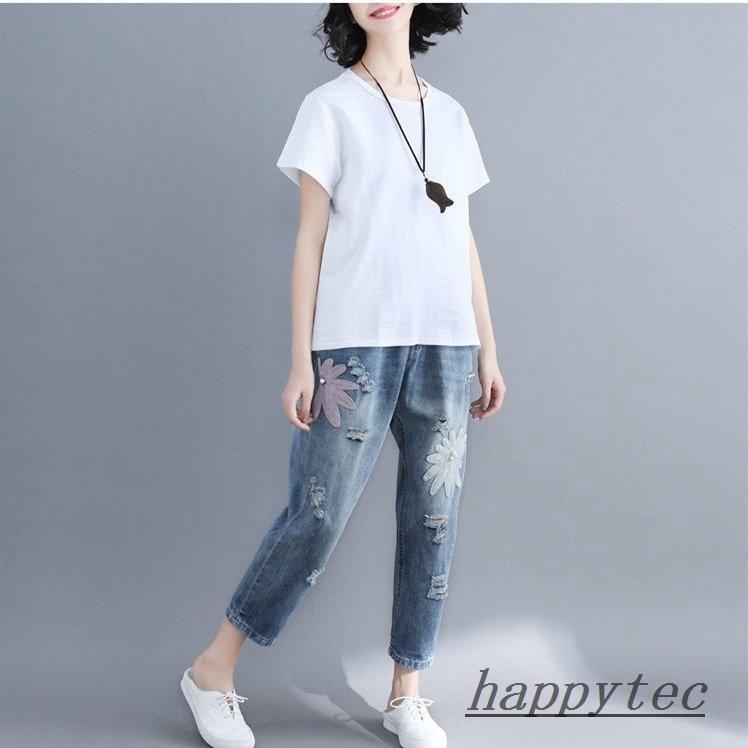 デニムクロップドパンツ ポケット レディース九分丈パンツ ダメージ加工デニムパンツジーンズ夏カジュアル ボトムス R13h2qsdii ファッション Windowrevival Co Nz