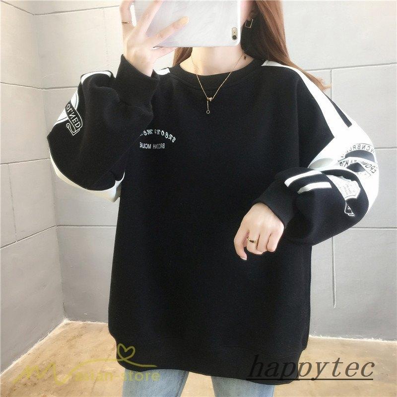 Yyq Shop レディース トレーナー 厚手 ゆったり パーカー クルーネック 切り替え おしゃれ プルオーバー スウェット カジュアル トップス ファッション 原宿系 秋 冬 福袋セール