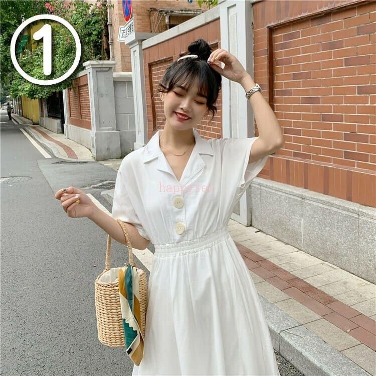 ワンピース レディース 半袖 高校生 中学生 ファッション 10代 代 双子コーデ シャツワンピース ミモレ丈 韓国 ファッション オルチャン 春 夏 秋 5212 Hapf108 ハッピーテック 通販 Yahoo ショッピング
