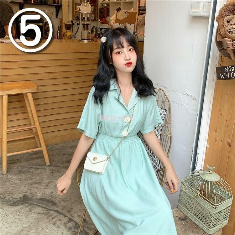 ワンピース レディース 半袖 高校生 中学生 ファッション 10代 代 双子コーデ シャツワンピース ミモレ丈 韓国 ファッション オルチャン 春 夏 秋 5212 Hapf108 ハッピーテック 通販 Yahoo ショッピング