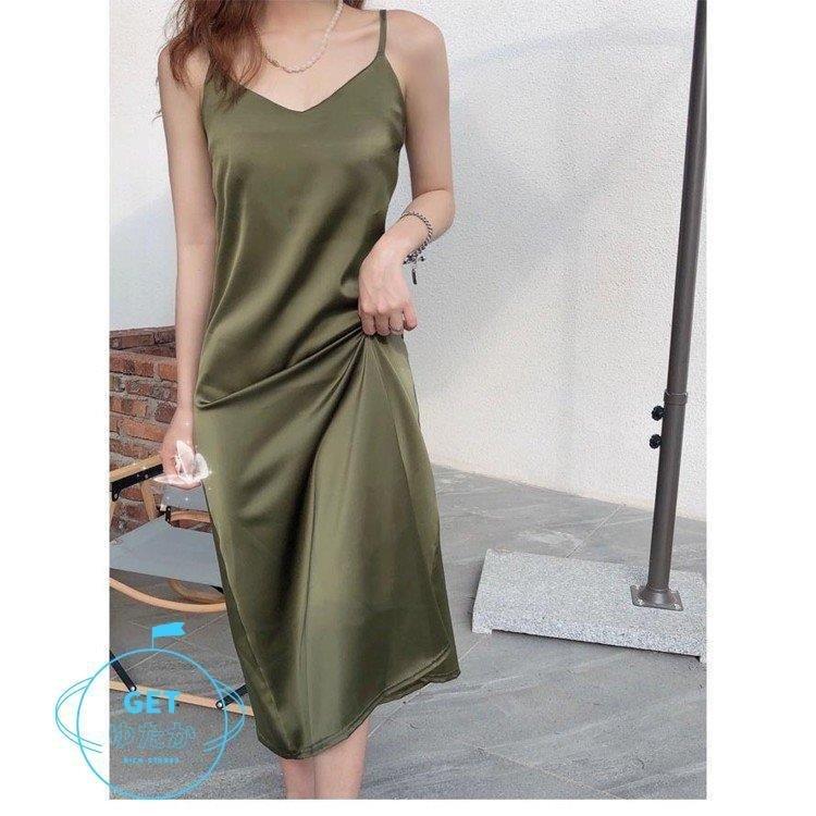 キャミワンピース レディース サテン ロング丈 キャミワンピ ワンピース ノースリーブ キャミソール ロングワンピ サマーワンピース 希少