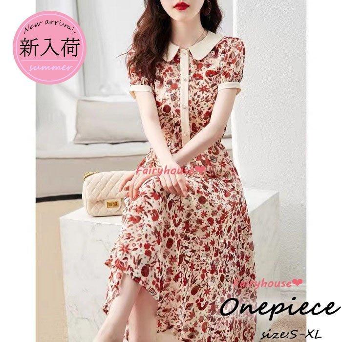 ファッション 海外花系 シャツワンピース レディース 40代きれいめ マキシワンピース 春夏新作 半袖ワンピース 花柄プリントaラインスカートオシャレ韓国風 大人 ゆったり30代50代 9levshyze8 Www Totenka Com