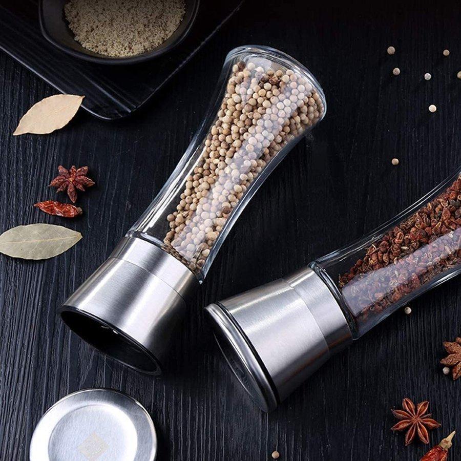 国内即発送 塩 胡椒 ミル 2個 手動 ペッパーミル手挽き ステンレス鋼 粗さ調整可能 調味料用 Discoversvg Com