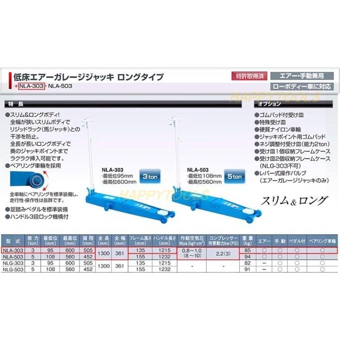 在庫有　NLA-303　長崎ジャッキ　条件付送料無料　税込特価　低床エアージャッキ　ロングボディ　代引発送不可