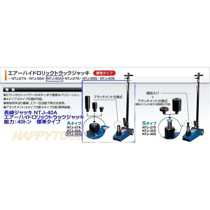 NTJ-40A 長崎ジャッキ エアーハイドロリックトラックジャッキ 能力40トン 標準タイプ 在庫有 代引発送不可 条件付送料無料 税込特価の画像