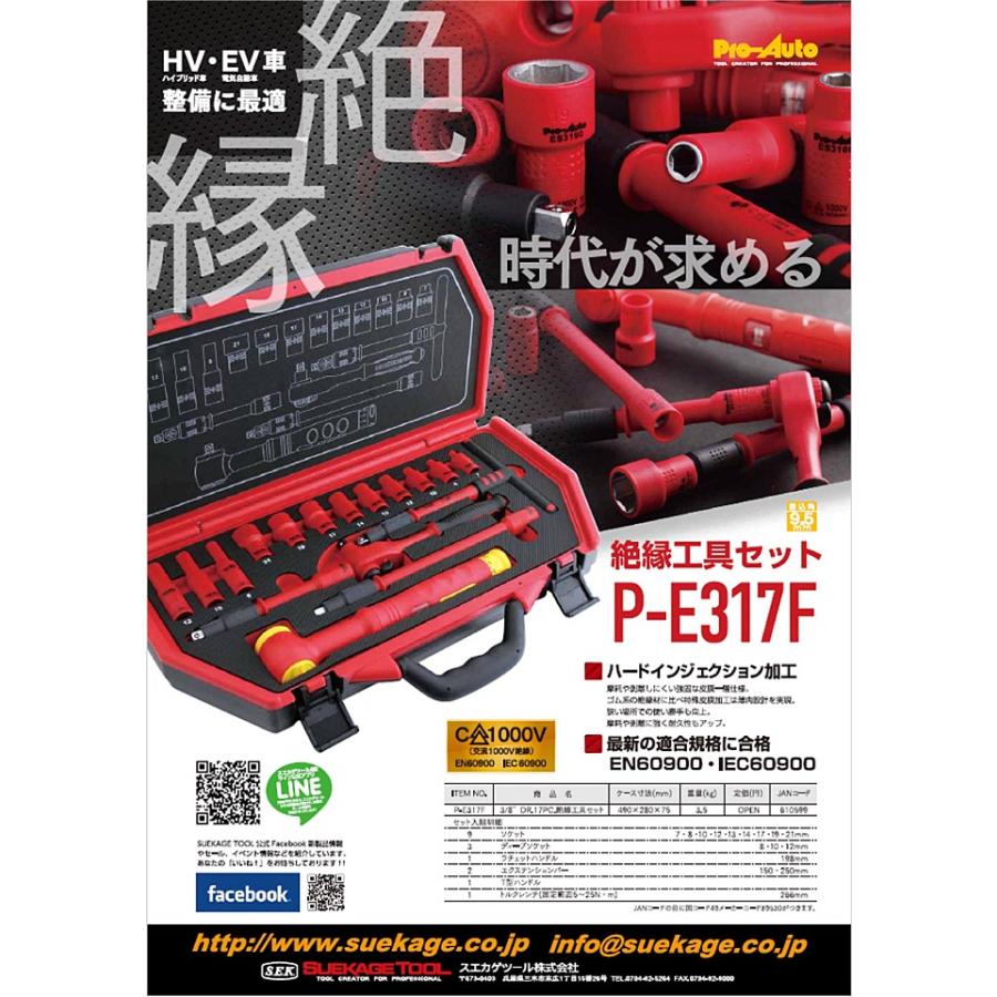 絶縁工具セット　P-E317F P-E317J(P-E317F) Pro-Auto 絶縁工具 トルクレンチ入りフル