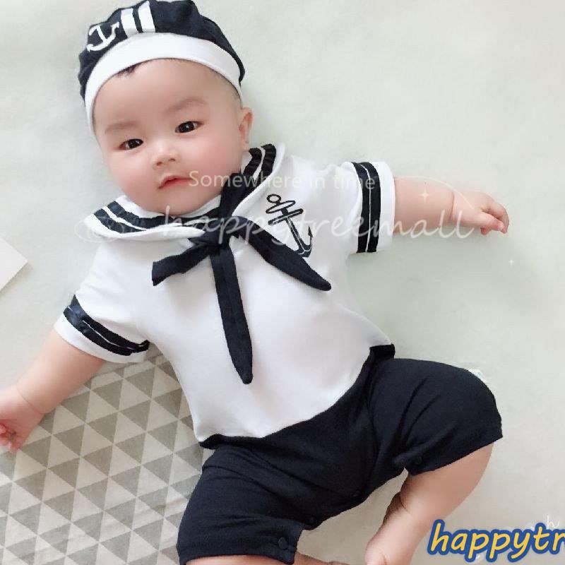 ベビー帽子付き カバーオール 可愛い 男の子 女の子 ベビー服 赤ちゃん服 ロンパース 2点セット マリン セーラー つなぎ ハット 春 夏 Happy Tree Mall 通販 Yahoo ショッピング