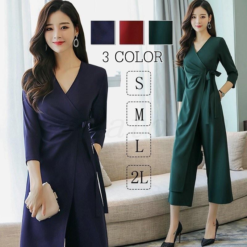 オールインワン ガウチョパンツ レディース パンツスーツ 結婚式 パーティードレス ワイドパンツ フォーマル 入園式 入学式 卒業式 母親 着痩せ ママ 通勤 Ar Happy Tree Mall 通販 Yahoo ショッピング