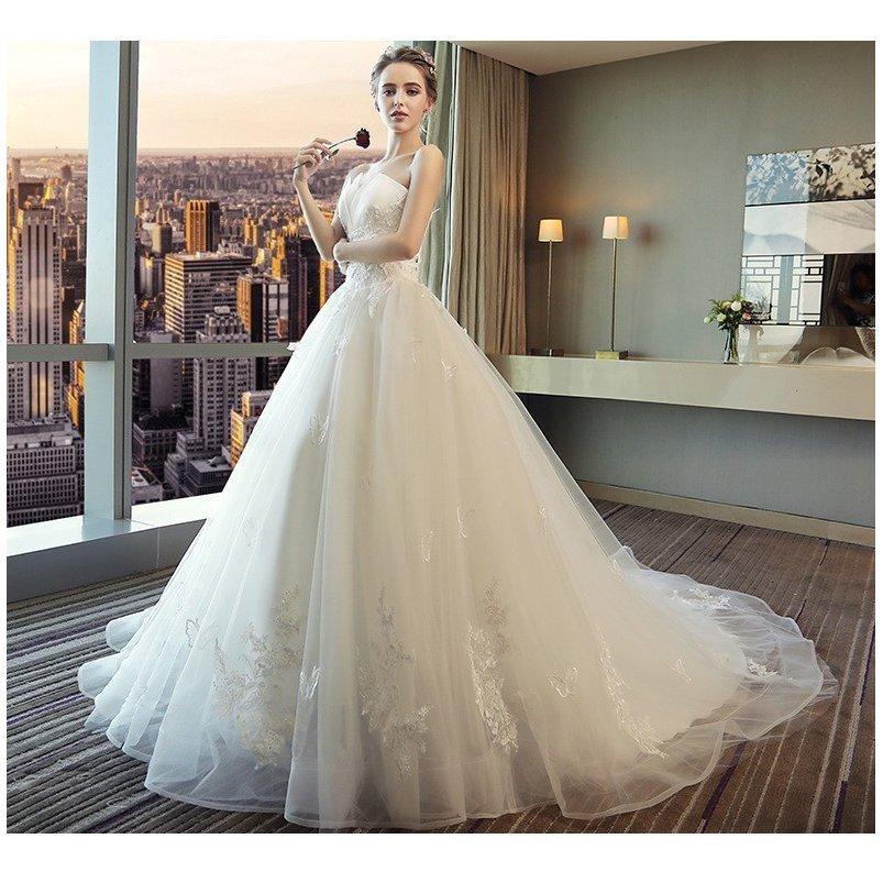 楽ギフ のし宛書 ドレス ウェディングドレス 結婚式 花嫁ドレス 演奏会 ロング丈 引き裾 ビスチェ トレーン 大きいサイズ 披露宴 刺繍フリルドレス Aライン パーティドレス サイズ 引き裾 Www Oroagri Eu