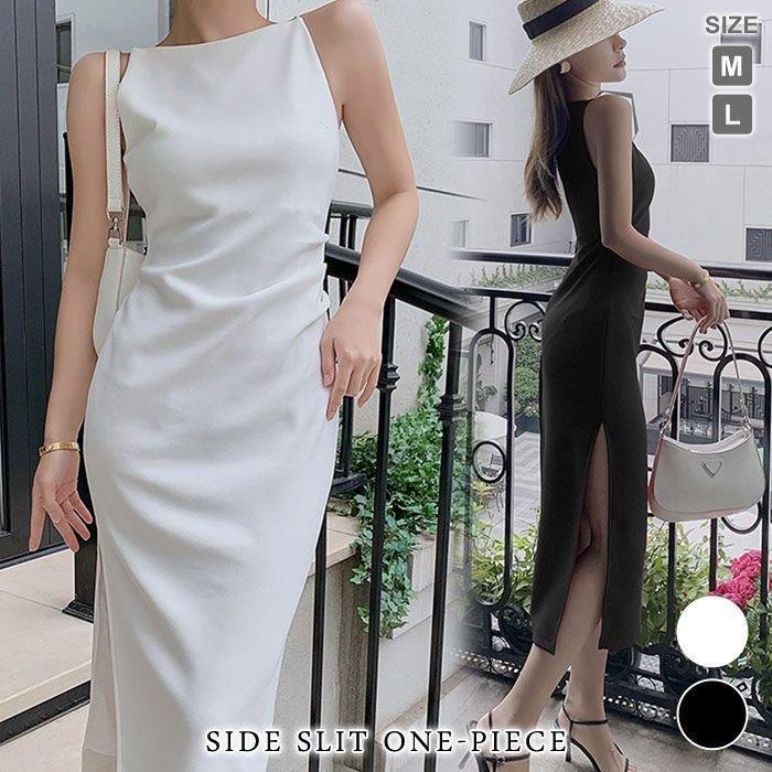 ワンピース レディース 春 夏 春夏 黒 白 ミディアムワンピース ひざ丈 ノースリーブ タイトワンピース きれいめ ミモレワンピース スリット 無地 ワンピース カ Hay2517qunz Happy Tree Mall 通販 Yahoo ショッピング