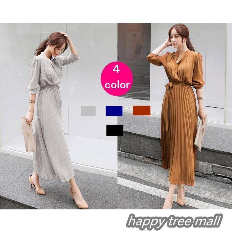 ワンピース レディース きれいめ フォーマルワンピース 春 秋 冬 ミディアム丈ワンピース ハイウエスト 長袖 Aラインワンピース 二次会 通勤 Ol 40代 着痩せ Hp Happy Tree Mall 通販 Yahoo ショッピング