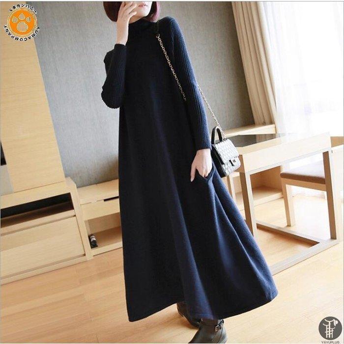 ワンピース Aライン ニット レディース ワンピ フレア ロング丈 リブ ハイネック 63 Off