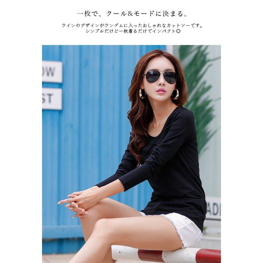 ネット限定 デザイン ラウンドネック カットソー 長袖 ライン レディース トップス レッド ブルー ホワイト ブラック シンプル 長袖 サイズ Xl Www Fattoriabacio Com