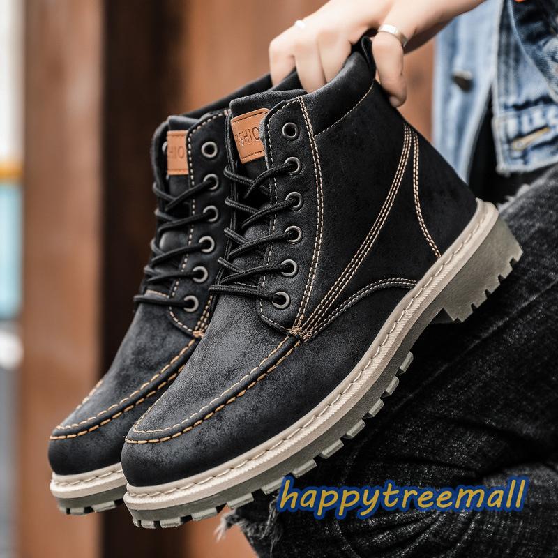 スノーブーツ メンズ 雪靴 冬用 ショートブーツ ハイカットブーツ 厚底 防水 防寒 冬靴 アウトドア 男性用 ブーツ カジュアル 復古 Htwk Mzsnk40 Happy Tree Mall 通販 Yahoo ショッピング