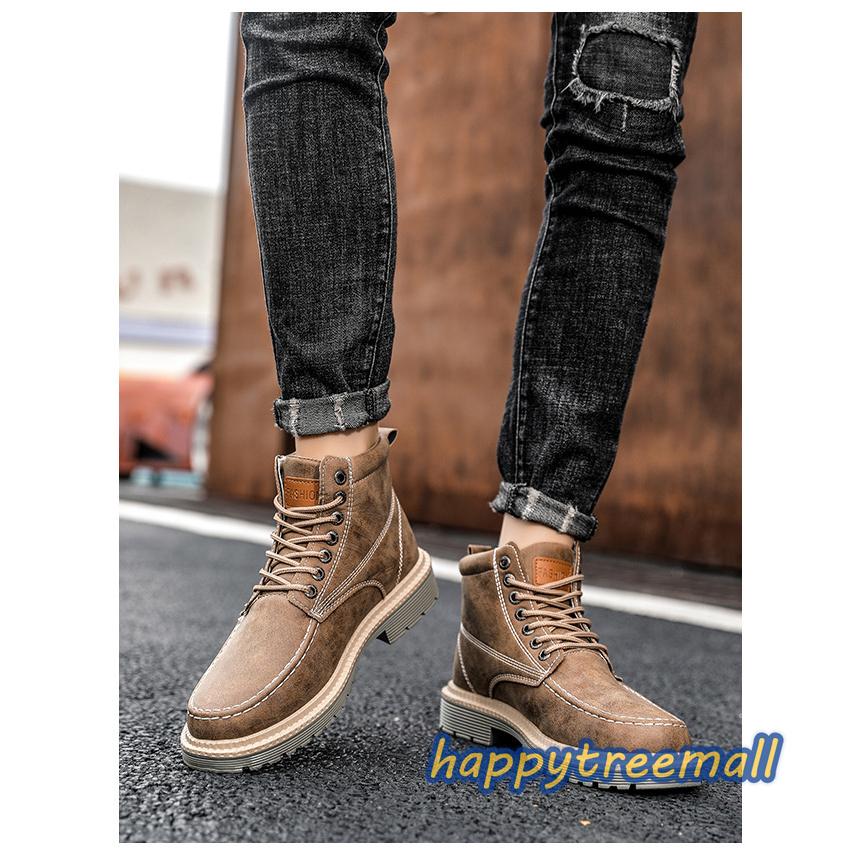 スノーブーツ メンズ 雪靴 冬用 ショートブーツ ハイカットブーツ 厚底 防水 防寒 冬靴 アウトドア 男性用 ブーツ カジュアル 復古 Htwk Mzsnk40 Happy Tree Mall 通販 Yahoo ショッピング