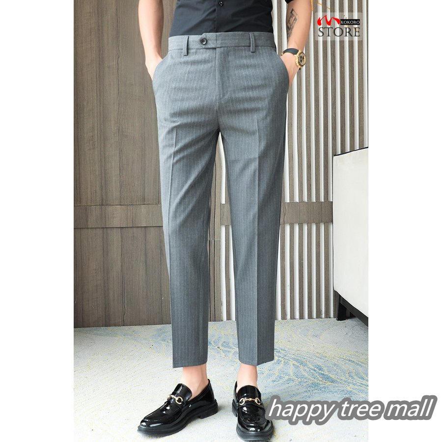 スラックス メンズ 8 9分丈 アンクルパンツ ビジネスパンツ 紳士服 ボトムス アンクル丈スラックス スリム 夏 Hy1421 Happy Tree Mall 通販 Yahoo ショッピング