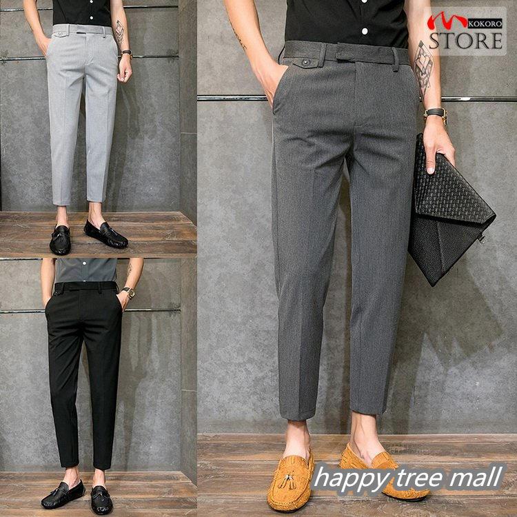 スラックス メンズ 8 9分丈 アンクルパンツ ビジネスパンツ 紳士服 ボトムス スリム 夏 Hy Happy Tree Mall 通販 Yahoo ショッピング