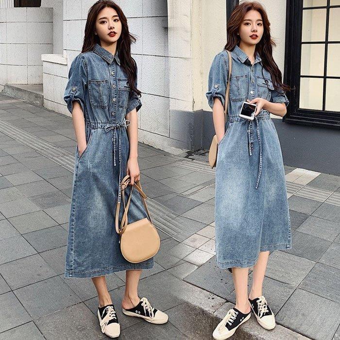 限定特価 ロング丈スカート ゆったり 半袖 マキシワンピース おしゃれ 40代 レディース デニムワンピース 春夏 大人可愛い 着痩せ 韓国風 オシャレ無地デニムワンピース ワンピース 欠品の場合はメールにてご連絡いたします ご了承ください L Www We Job Com