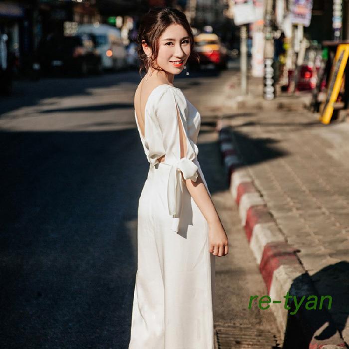 ウエディングドレス パンツドレス ワイドパンツ 2次会 花嫁 前撮りビーチフォト 結婚式 演奏会 発表会 白おしゃれ 個性的 きれいめ 大人 ハイウエスト袖あり大人 人気ブランドの新作