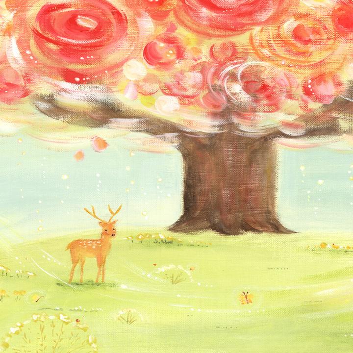 絵画 花 インテリア 壁掛け (いのちの樹/Lサイズ) 額入り 玄関に飾る