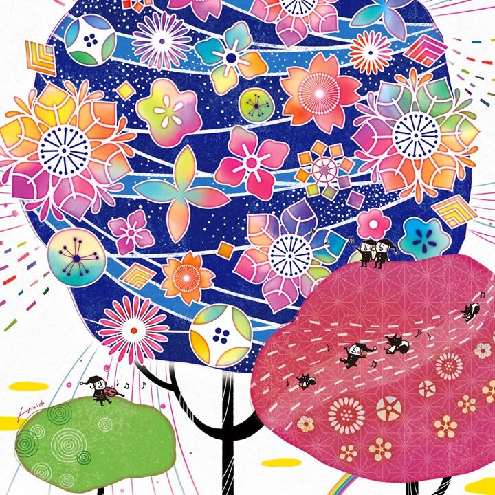 退職祝い 絵 幸せアート(しあわせ花音-カノン) 藍色 名前入れ-Lサイズ 退職