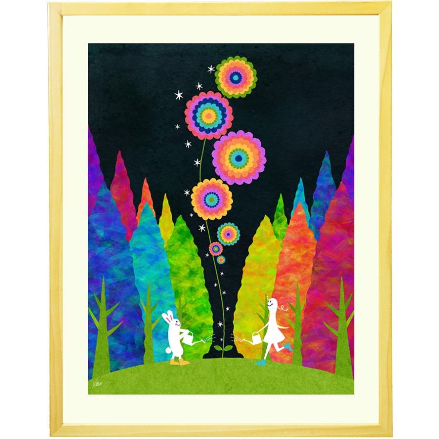 プレゼント 新築祝い 入学祝い 絵 幸せアート(願い/Lサイズ) 名入れ